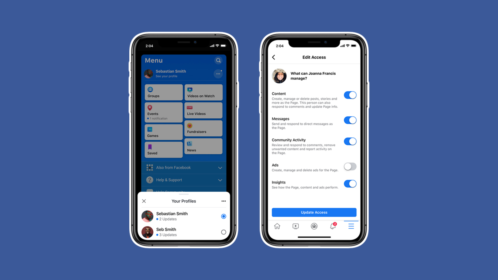 Capturas de las nueva app de Facebook.
