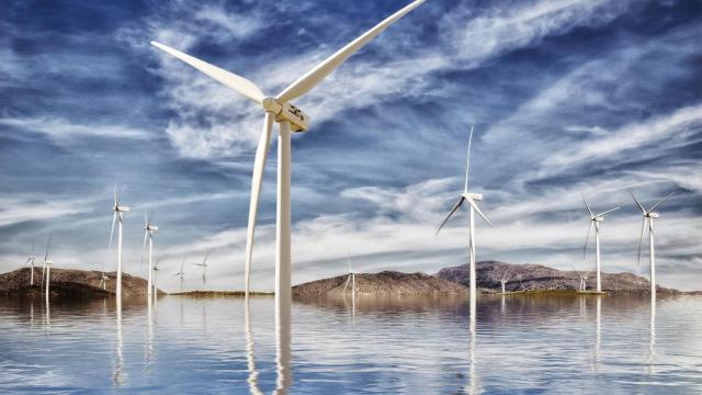 Un parque eólico marino (Pixabay).