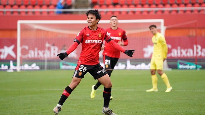 Kubo celebra un gol con el Mallorca