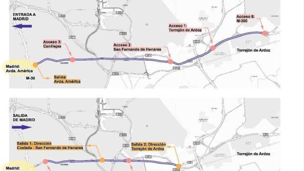 infografía del futuro carril Bus-VAO en la A-2.