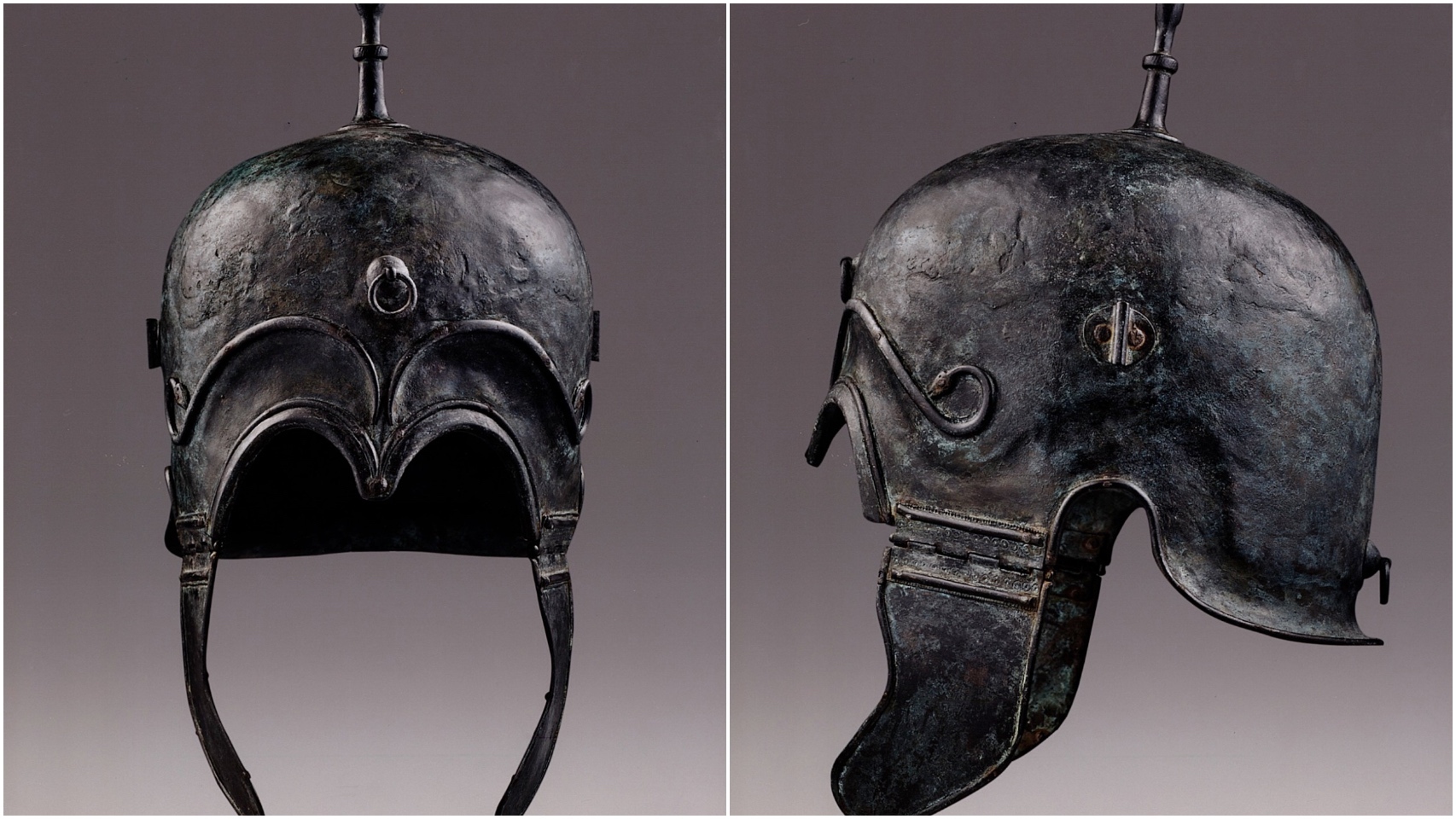 Dos de los cascos celtíberos expoliados en los años 80.