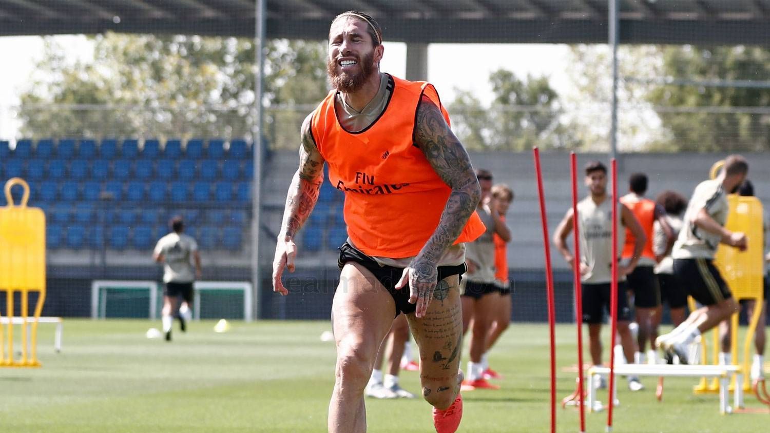 Sergio Ramos en el entrenamiento con el Real Madrid
