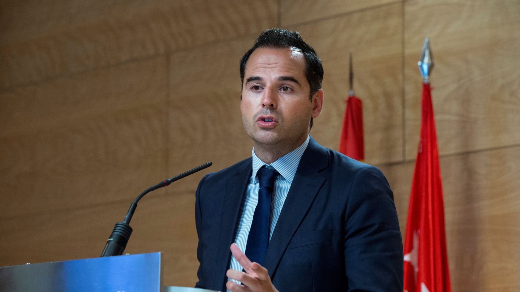 El vicepresidente de la Comunidad de Madrid, Ignacio Aguado, da una rueda de prensa tras la reunión del Consejo de Gobierno, este miércoles.
