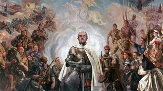 'Alegoría de Franco y la Curzada', una obra del artista Arturo Reque Meruvia.