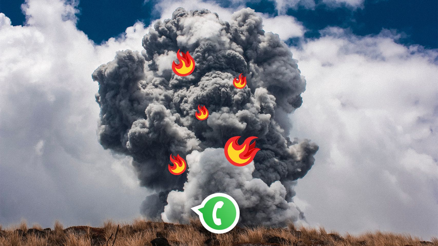 Ilustración del emoji de WhatsApp en una explosión.