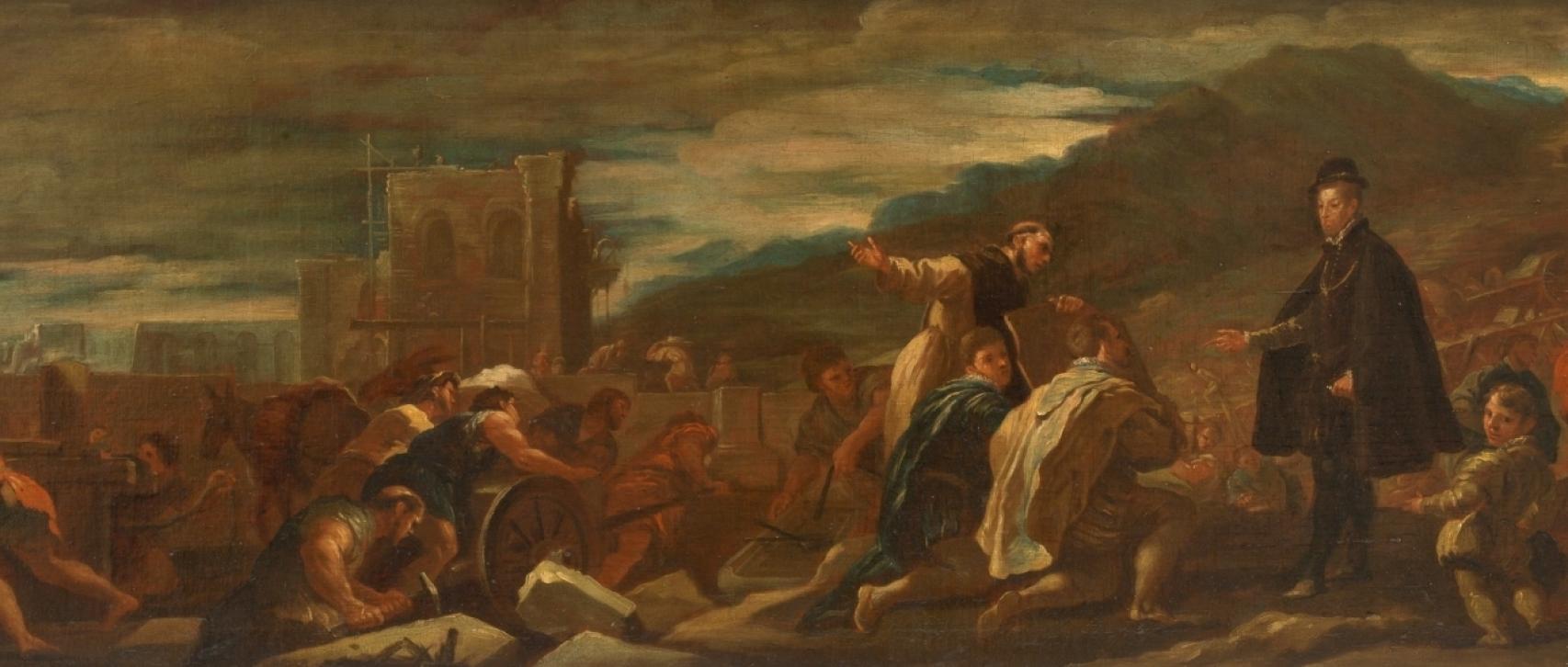 'Felipe II inspecciona las obras de El Escorial'.