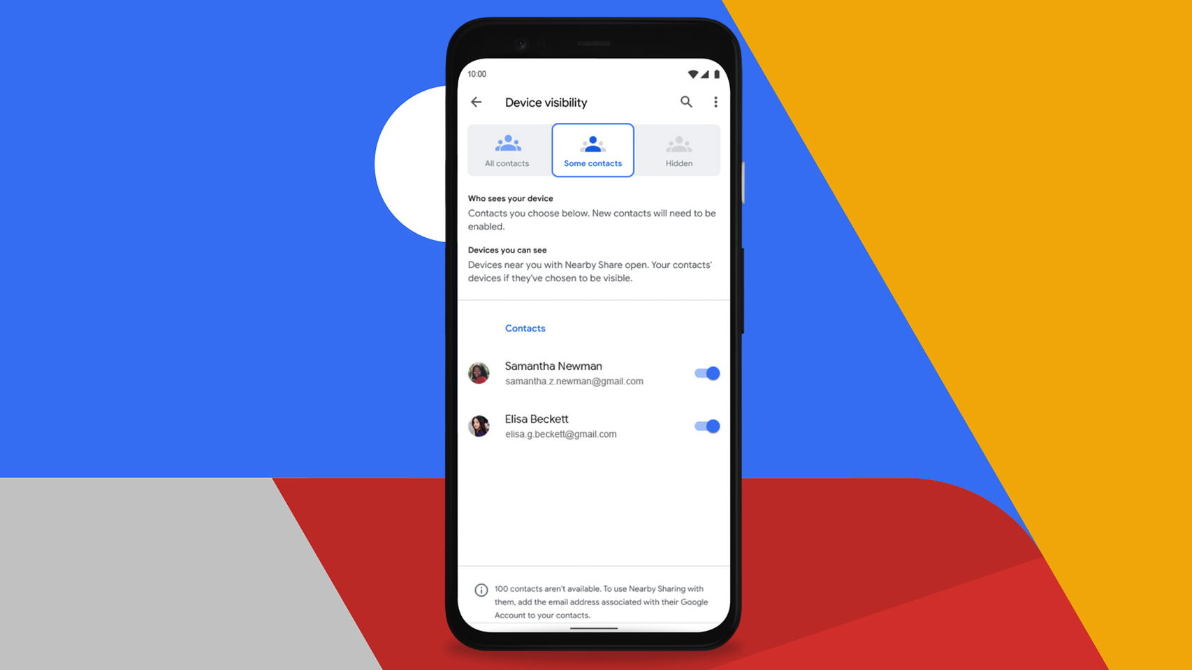 Google Nearby en un Google Pixel 4.