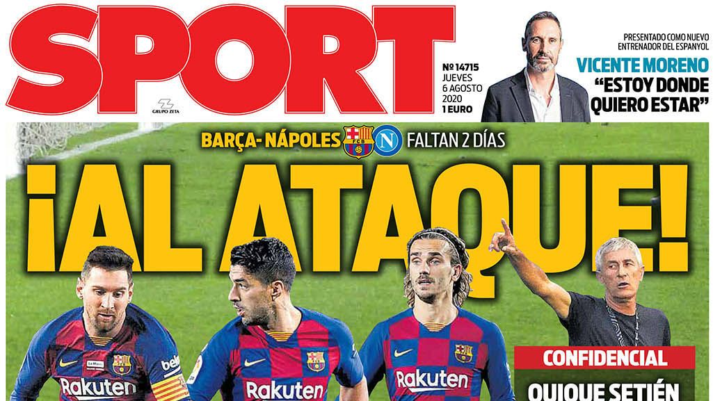La portada del diario SPORT (06/08/2020)