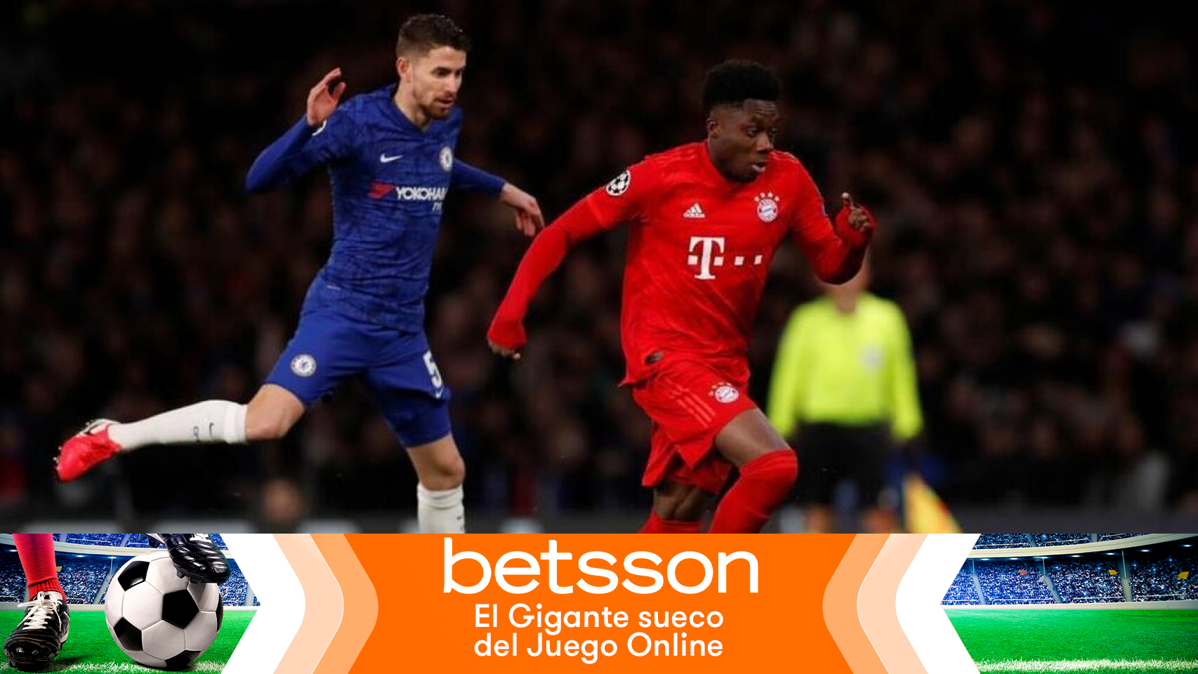 Alphonso Davies se escapa de Jorginho en el partido de ida