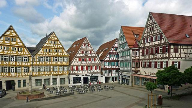 Imagen de la Marktplatz de la ciudad alemena de Herrenberg.