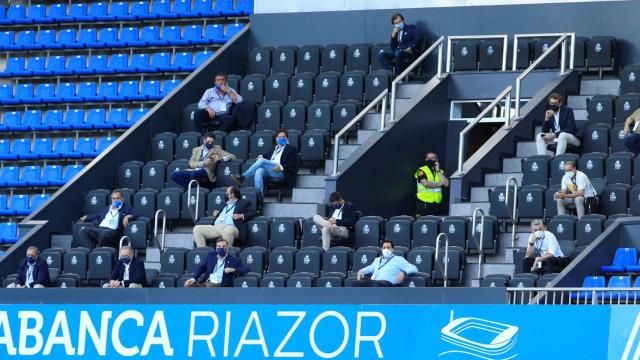 El palco de Riazor, en el partido entre Dépor y Fuenlabrada.