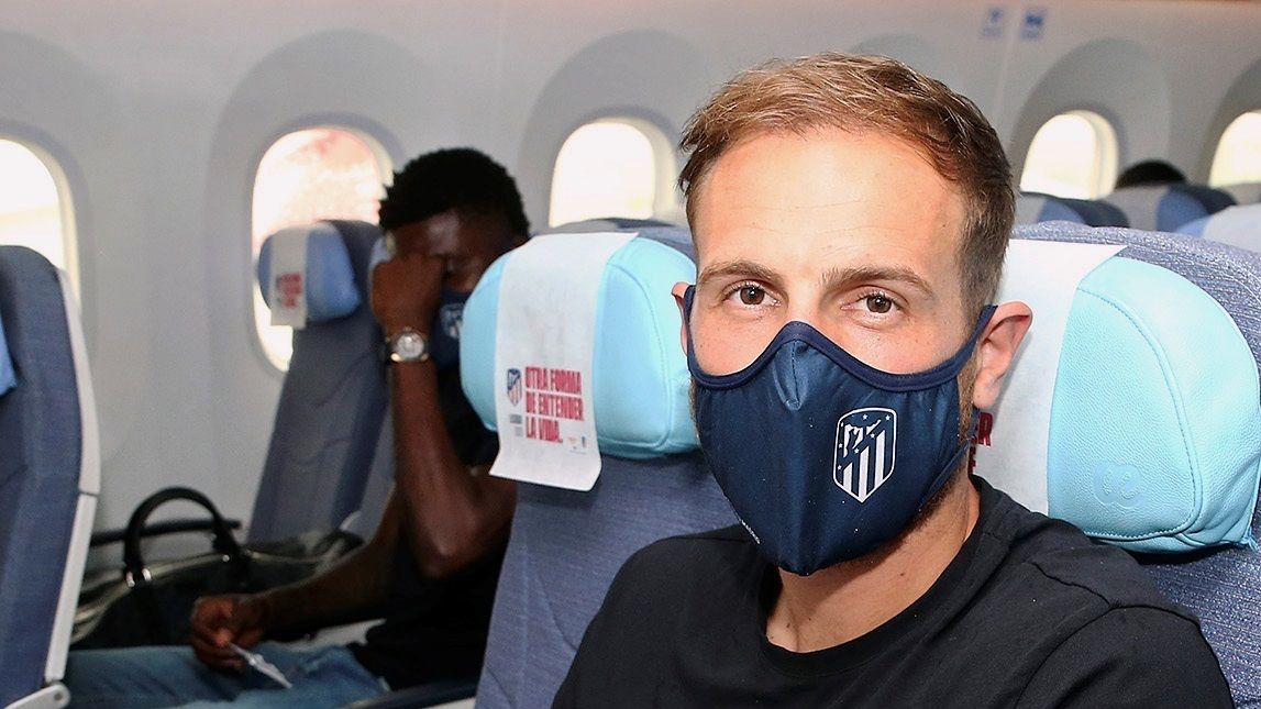 Jan Oblak durante el viaje del Atlético de Madrid a Lisboa