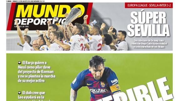 La portada del diario Mundo Deportivo (22/08/2020)