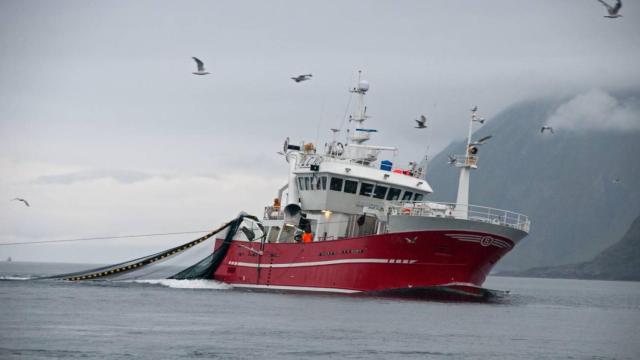 Un pesquero navegando por el océano.