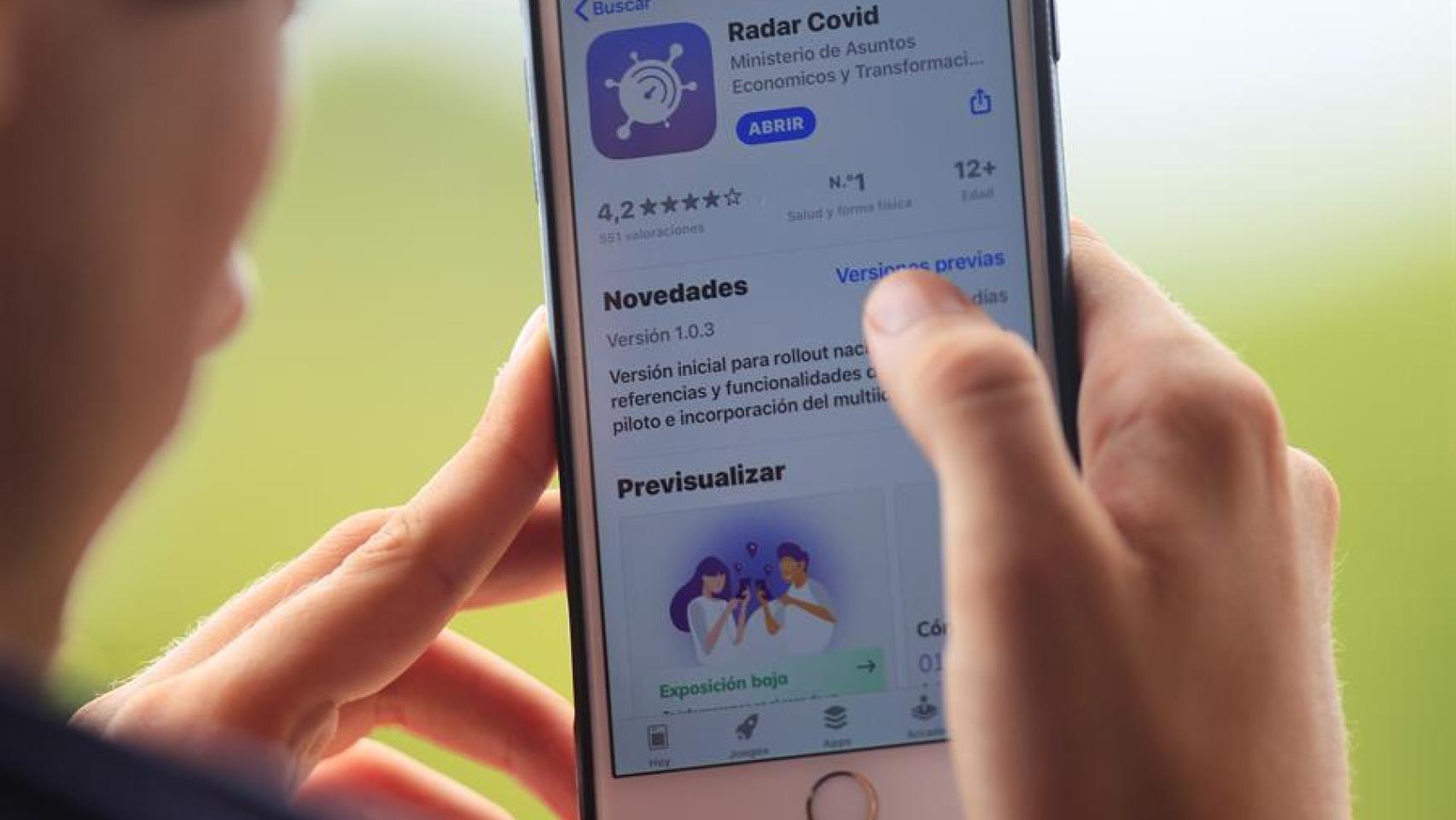 Imagen de archivo de  la app Radar Covid.