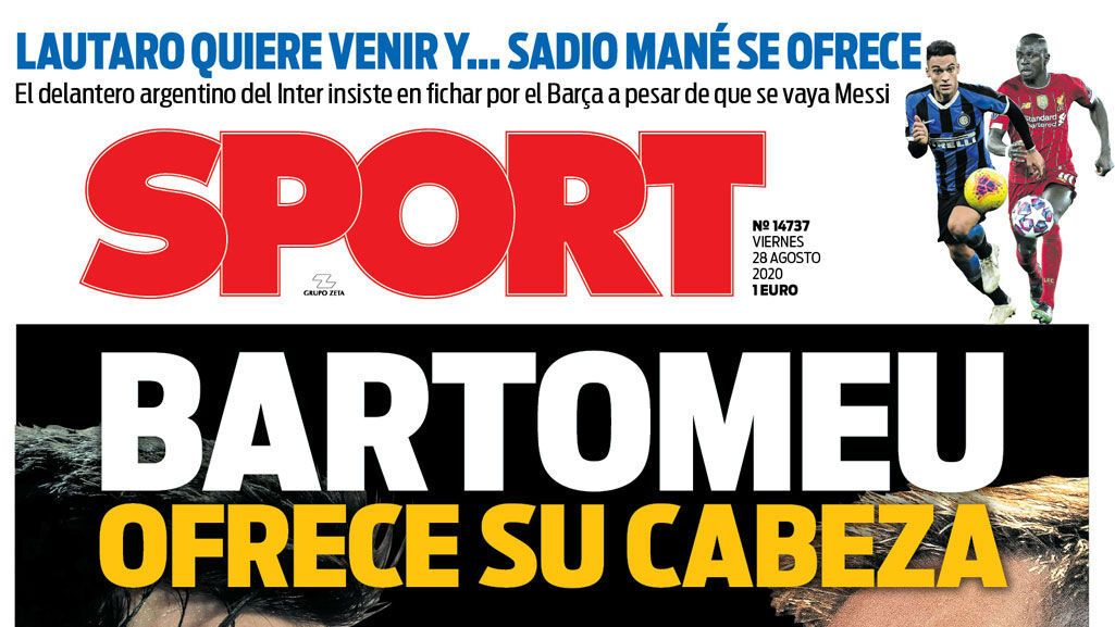 Portada de Sport 28-08-2020