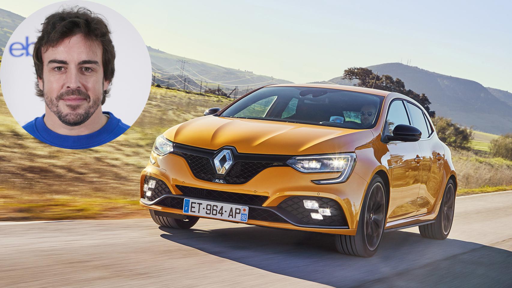 Montaje realizado con la imagen de Fernando Alonso y nuevo coche, un Renault Mégane R.S.