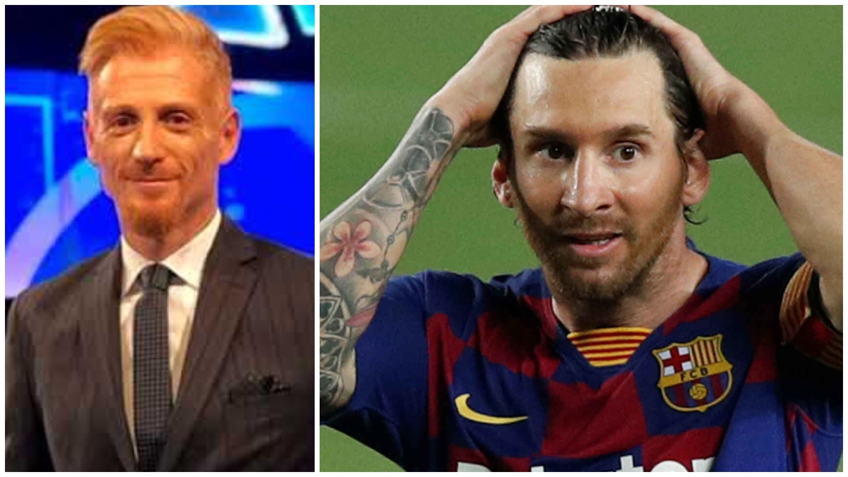 El periodista Martin Liberman y Leo Messi