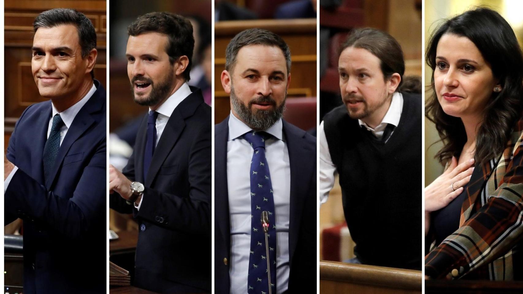De i. a d: Pedro Sánchez, Pablo Casado, Santiago Abascal e Inés Arrimadas.