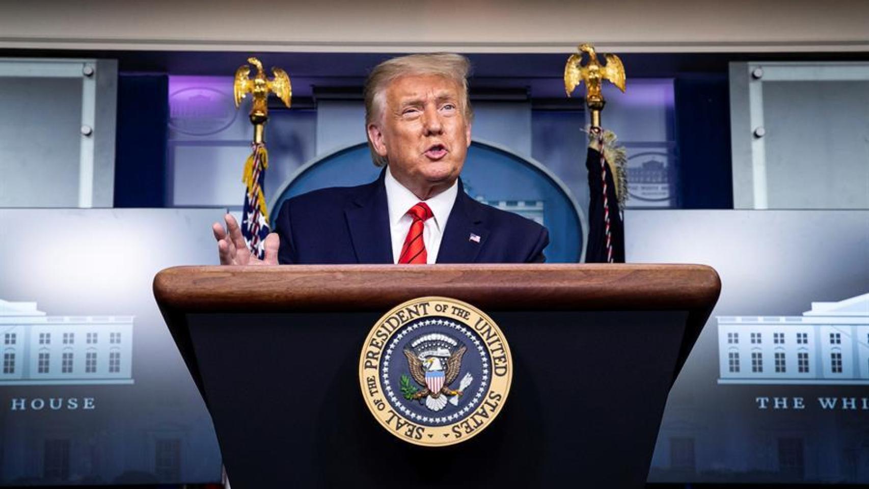 Trump en una comparecencia desde la Casa Blanca.