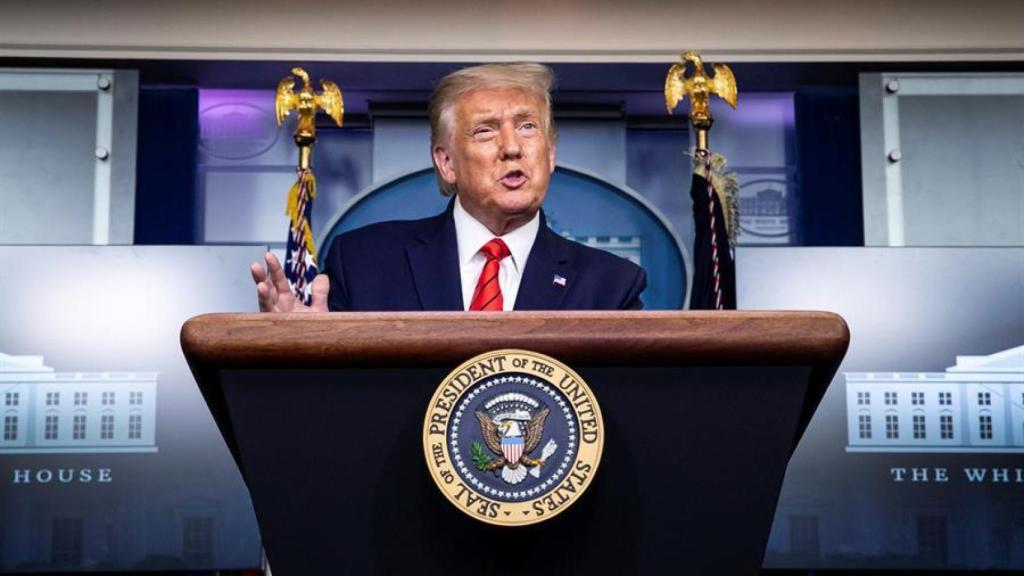 Trump en una comparecencia desde la Casa Blanca.
