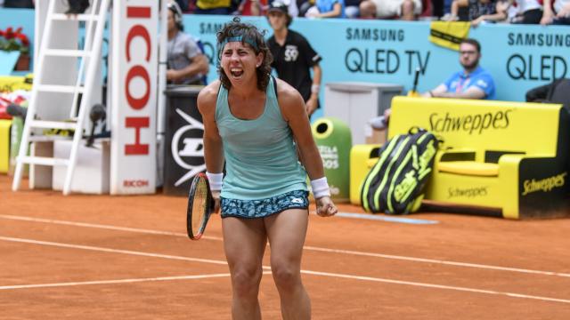 Carla Suárez, durante un partido en Madrid.