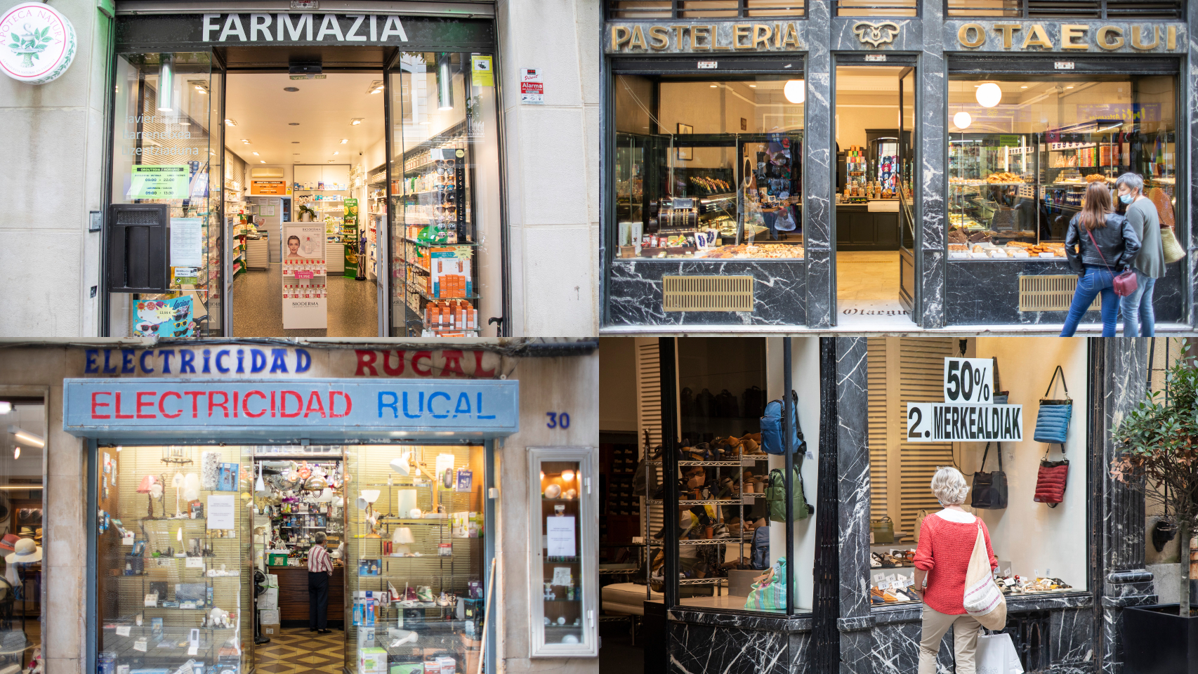Tiendas en el centro de San Sebastián.