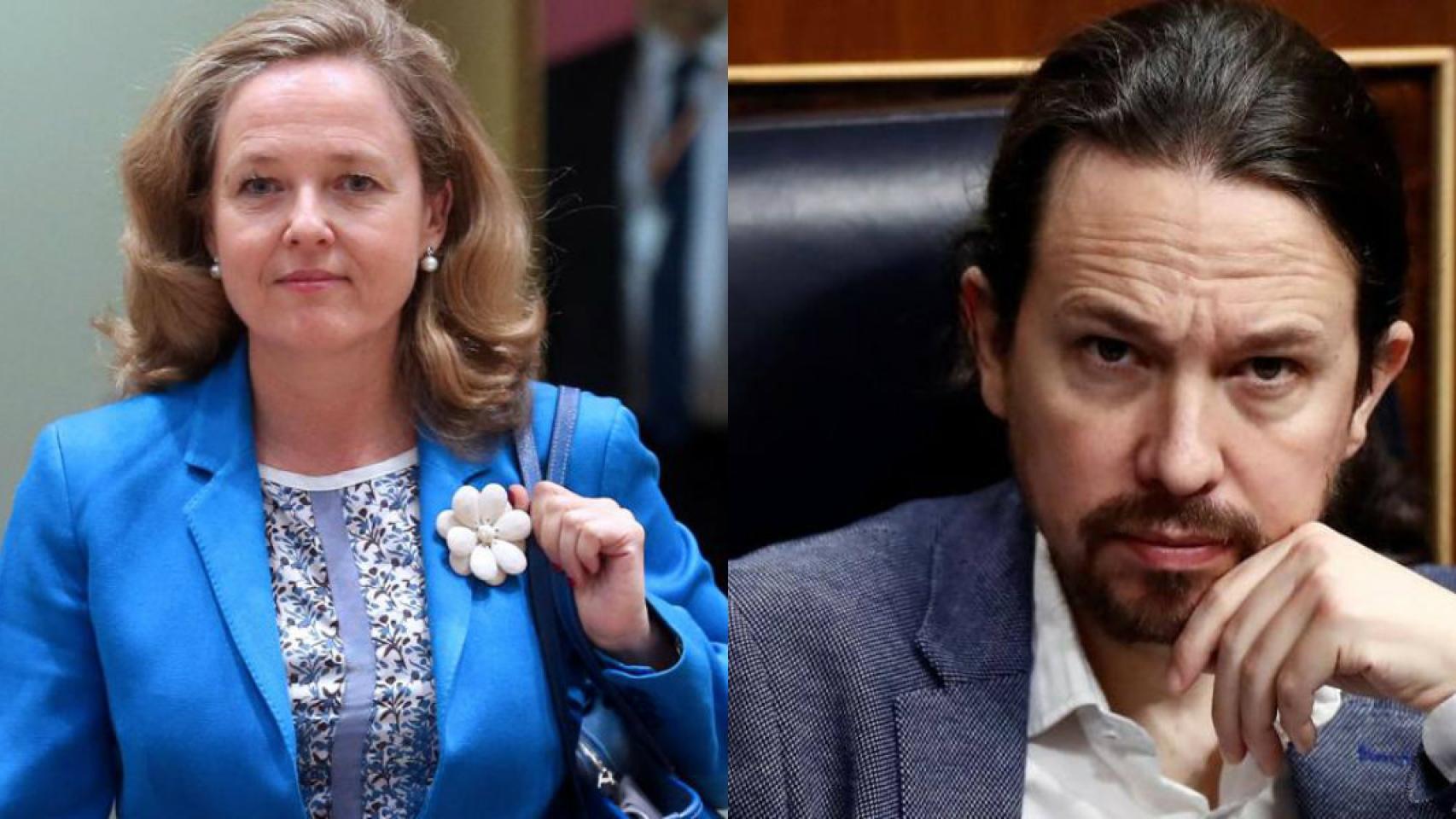 Nadia Calviño y Pablo Iglesias en una imagen de archivo.