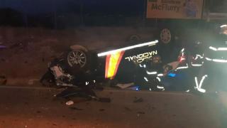 Vehículo accidentado de la Policía Nacional