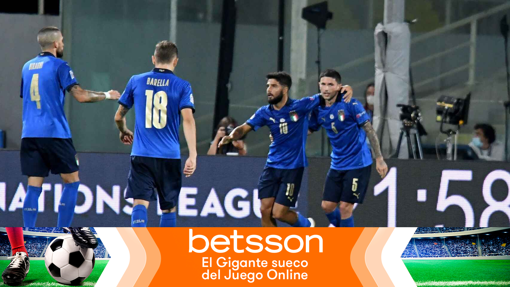 Italia celebra un gol en la UEFA Nations League