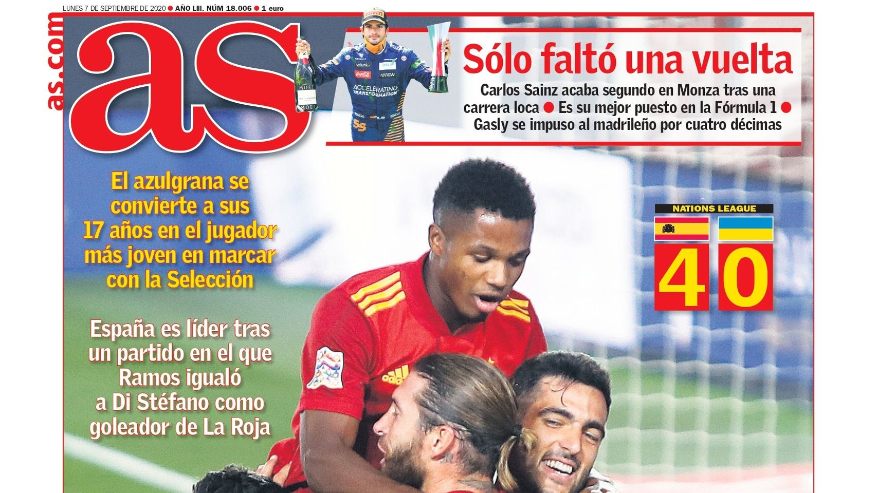 La portada del diario AS (07/09/2020)