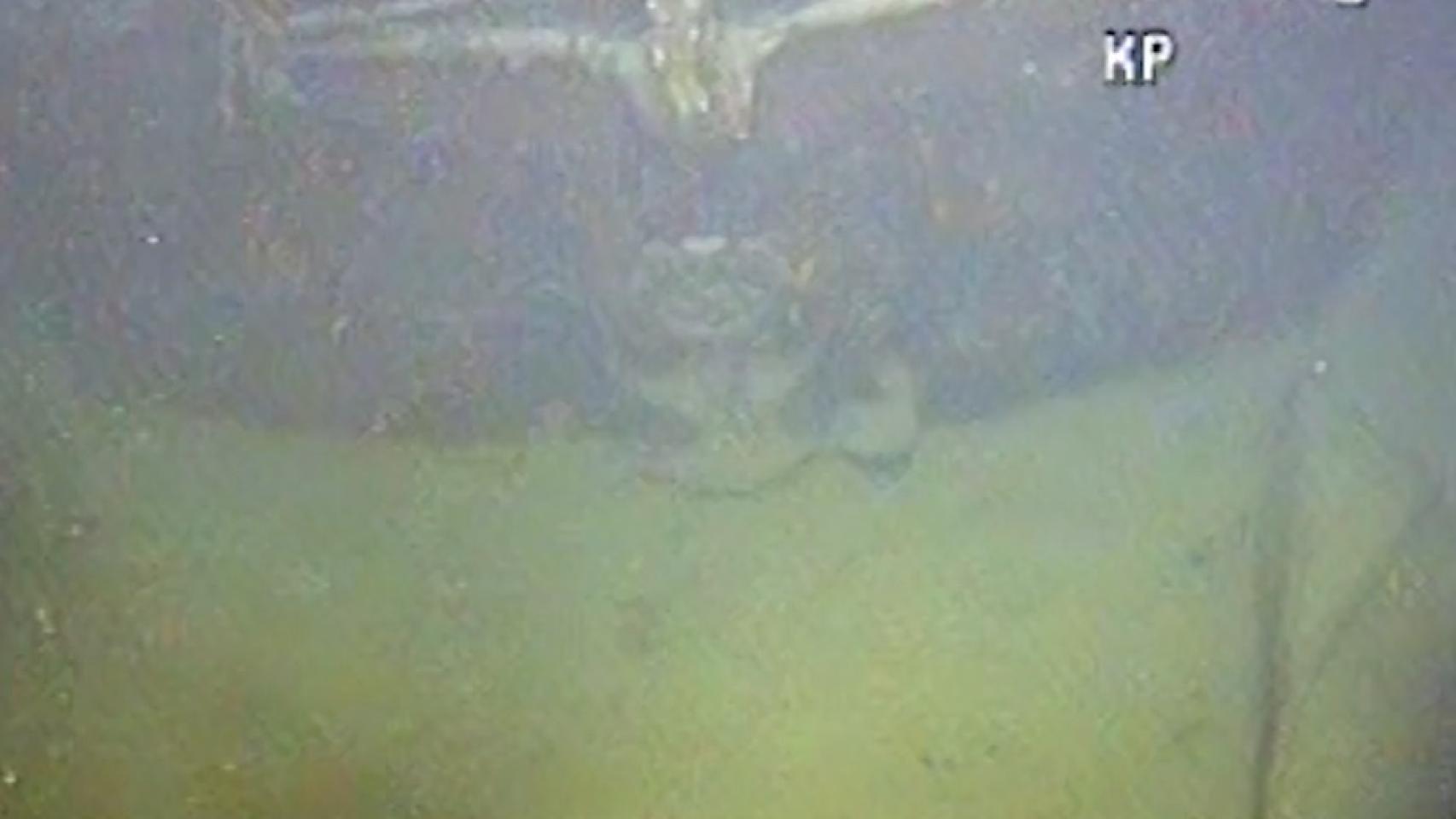 Fotografía del barco alemán hundido por los británicos.