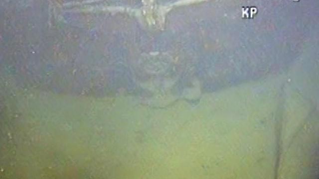 Fotografía del barco alemán hundido por los británicos.