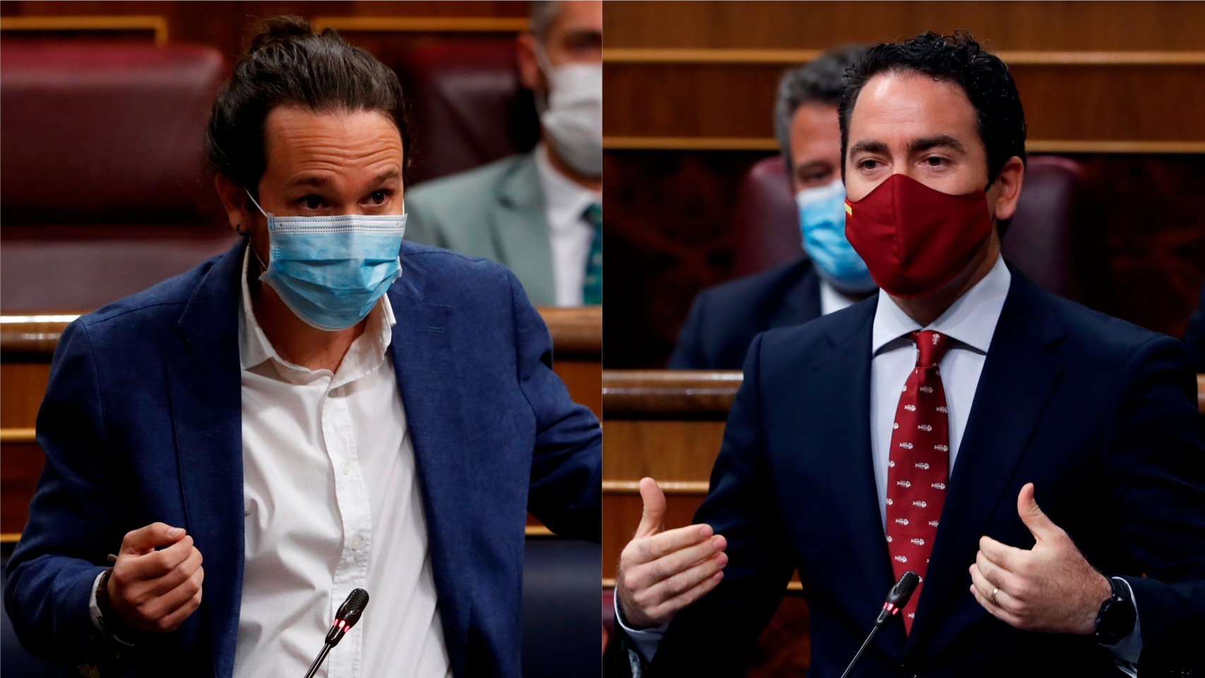 Pablo Iglesias y Teodoro García Egea este miércoles en el Congreso.
