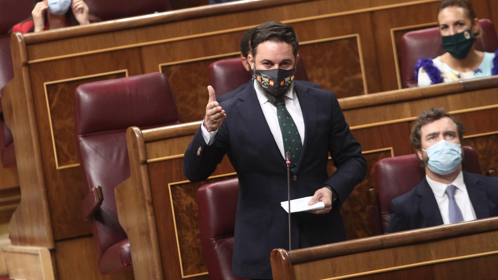 El líder de Vox, Santiago Abascal, en la sesión de control al Gobierno en el Congreso.