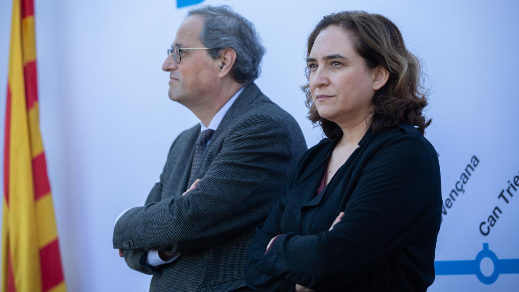El presidente de la Generalitat, Quim Torra, y la alcaldesa de Barcelona, Ada Colau, en una imagen de archivo.
