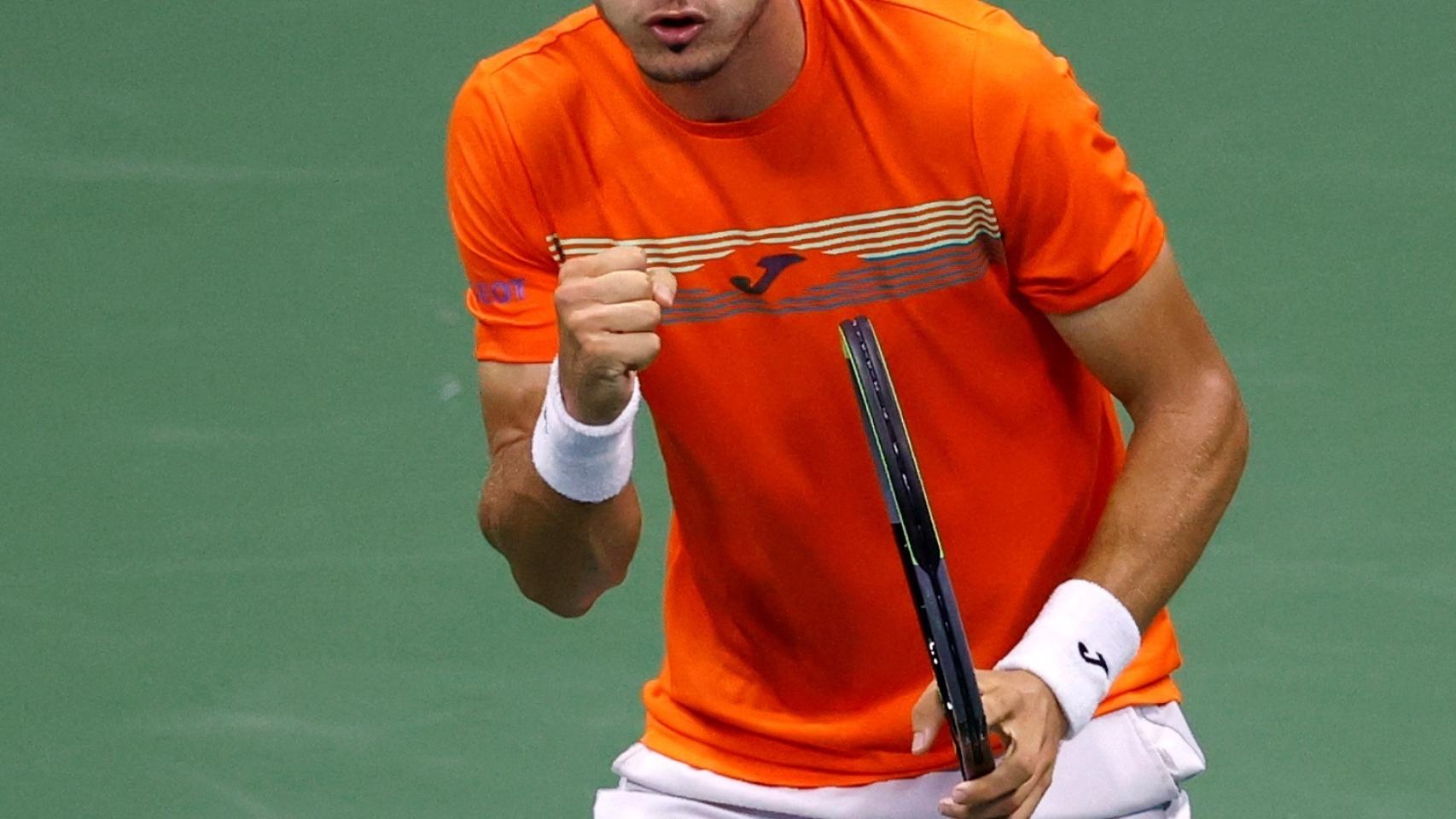 Pablo Carreño celebra uno de sus puntos durante un partido