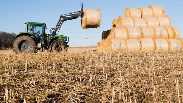Un vehículo agrícola en pleno trabajo.