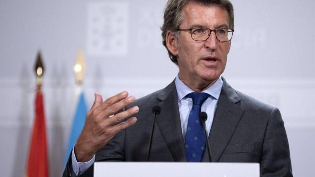 Alberto Núñez Feijóo en una rueda de prensa.