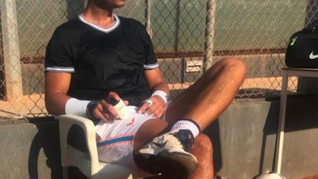 Rafa Nadal, en un descanso de un entrenamiento