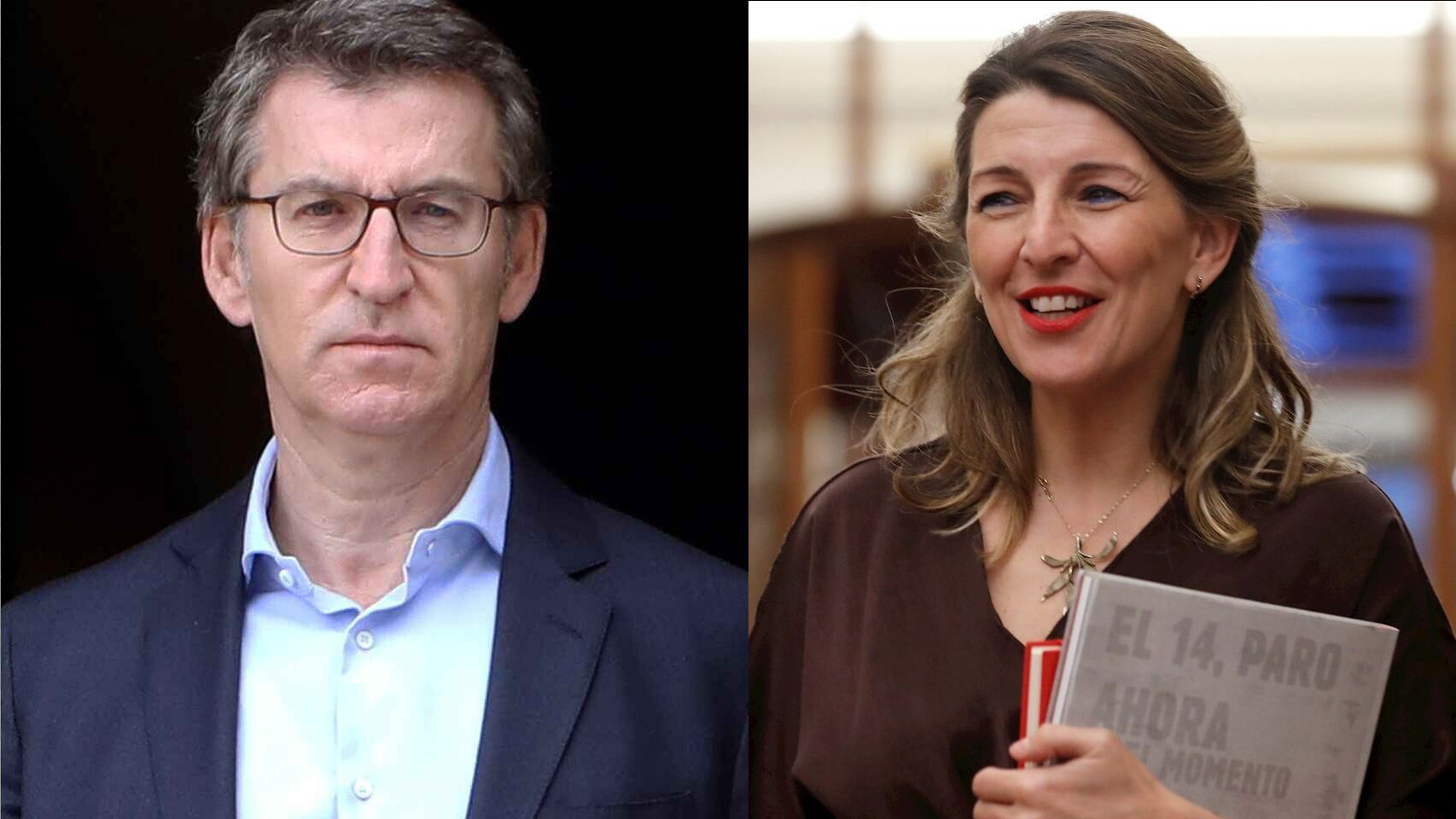 Alberto Núñez Feijóo y Yolanda Díaz en un fotomontaje.