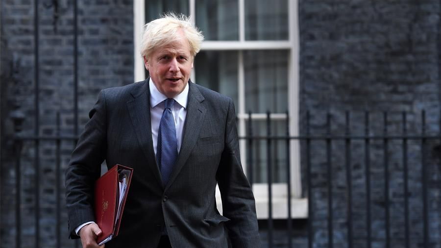 Boris Johnson, a la salida del 10 de Downing Street.