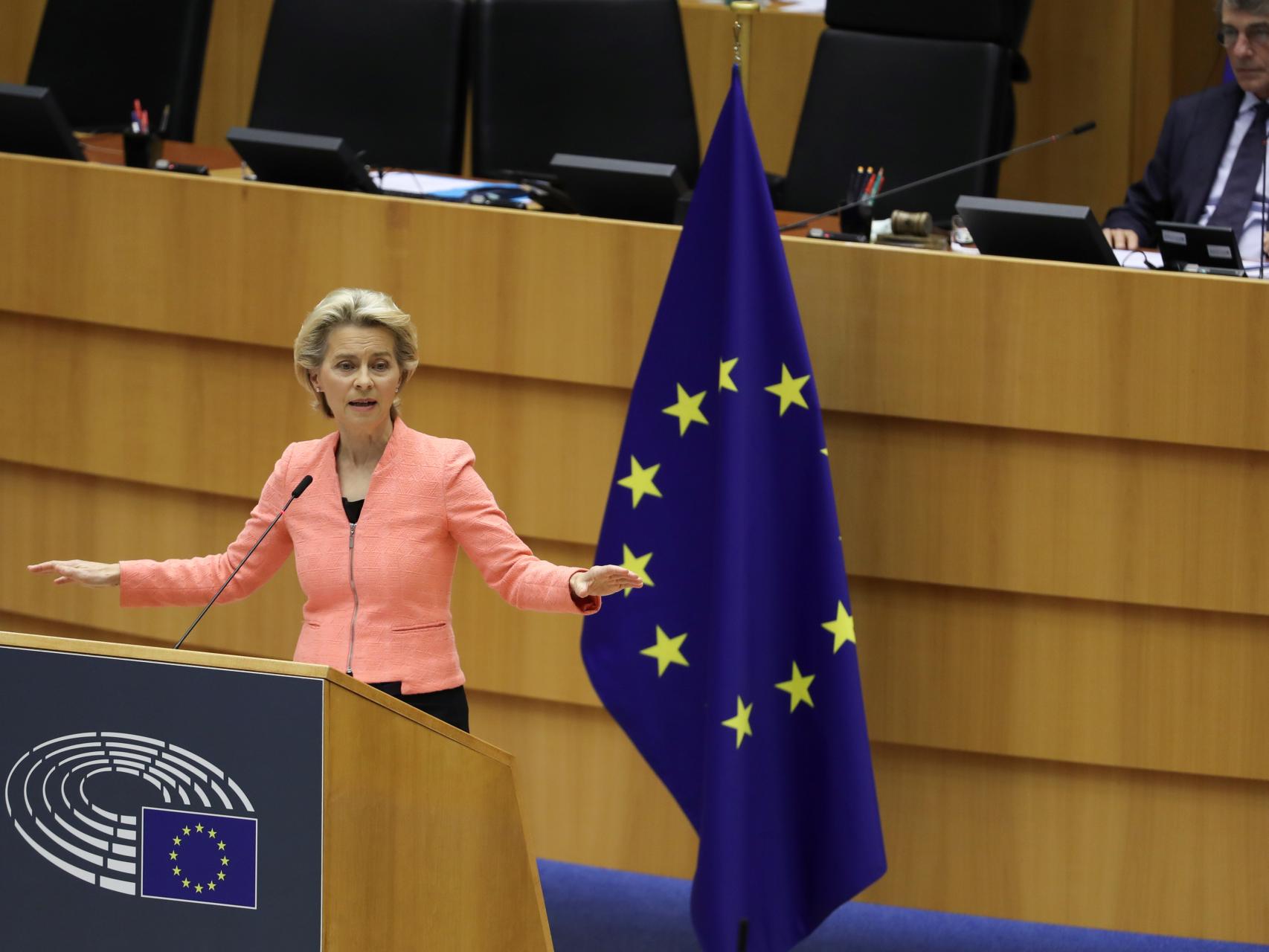 La presidenta Ursula von der Leyen, este miércoles durante el discurso sobre el estado de la Unión