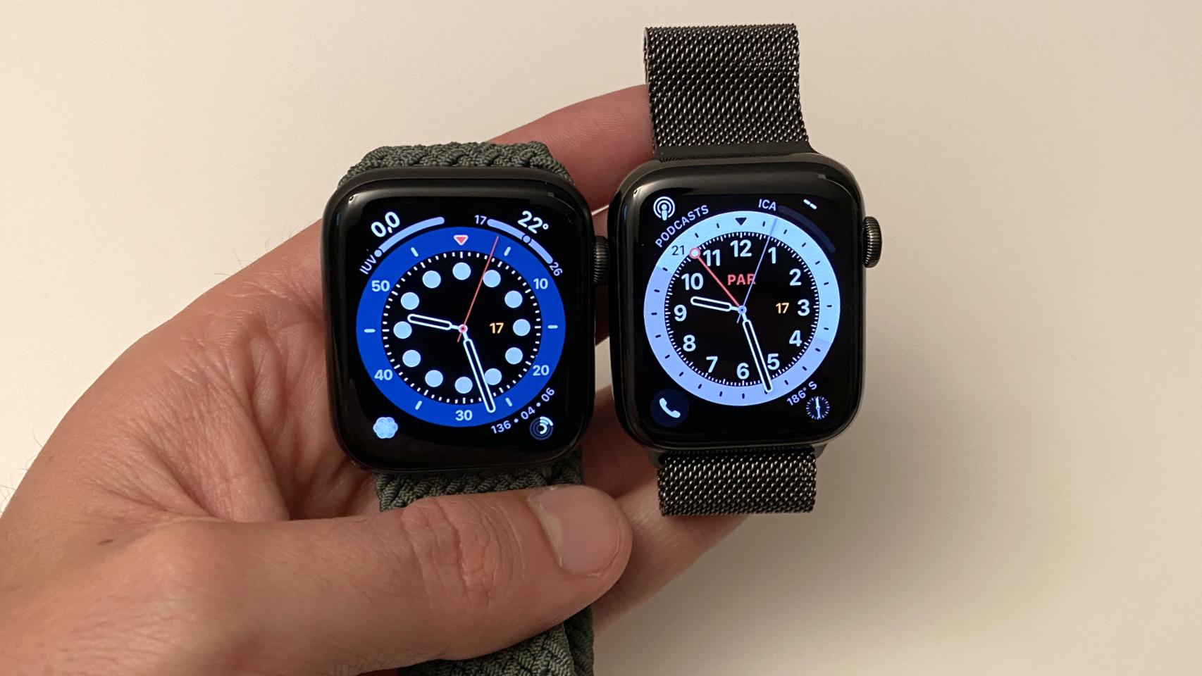 Apple Watch SE (izq.) y Apple Watch Series 6 (Izq.)