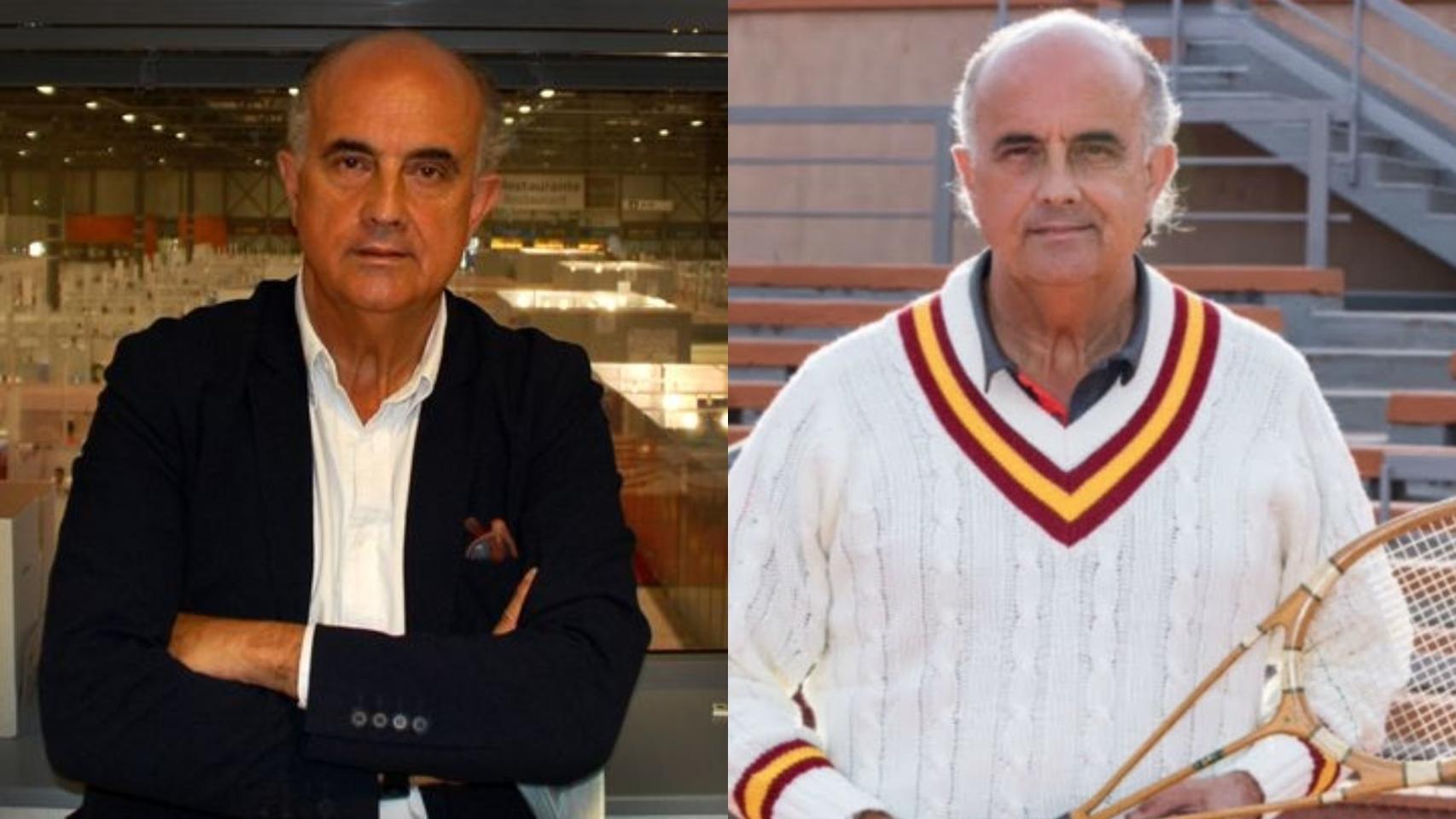 Antonio Zapatero, a la izquierda en Ifema y a la derecha jugando al tenis.