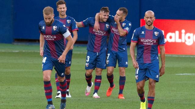 El Huesca celebra un gol en Liga