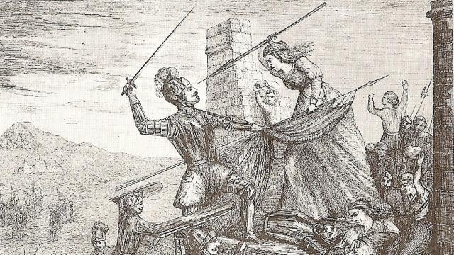 'Heorísmo de María Pita', un grabado de F. Ferrer y Ros de 1589.