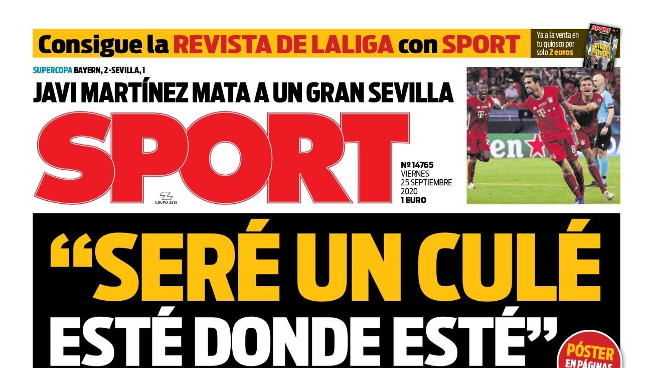 La portada del diario Sport (25/09/2020)