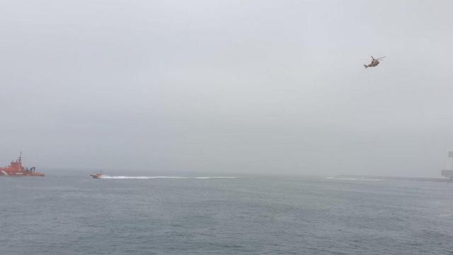 Un momento del simulacro de Salvamento Marítimo, hoy en A Coruña.