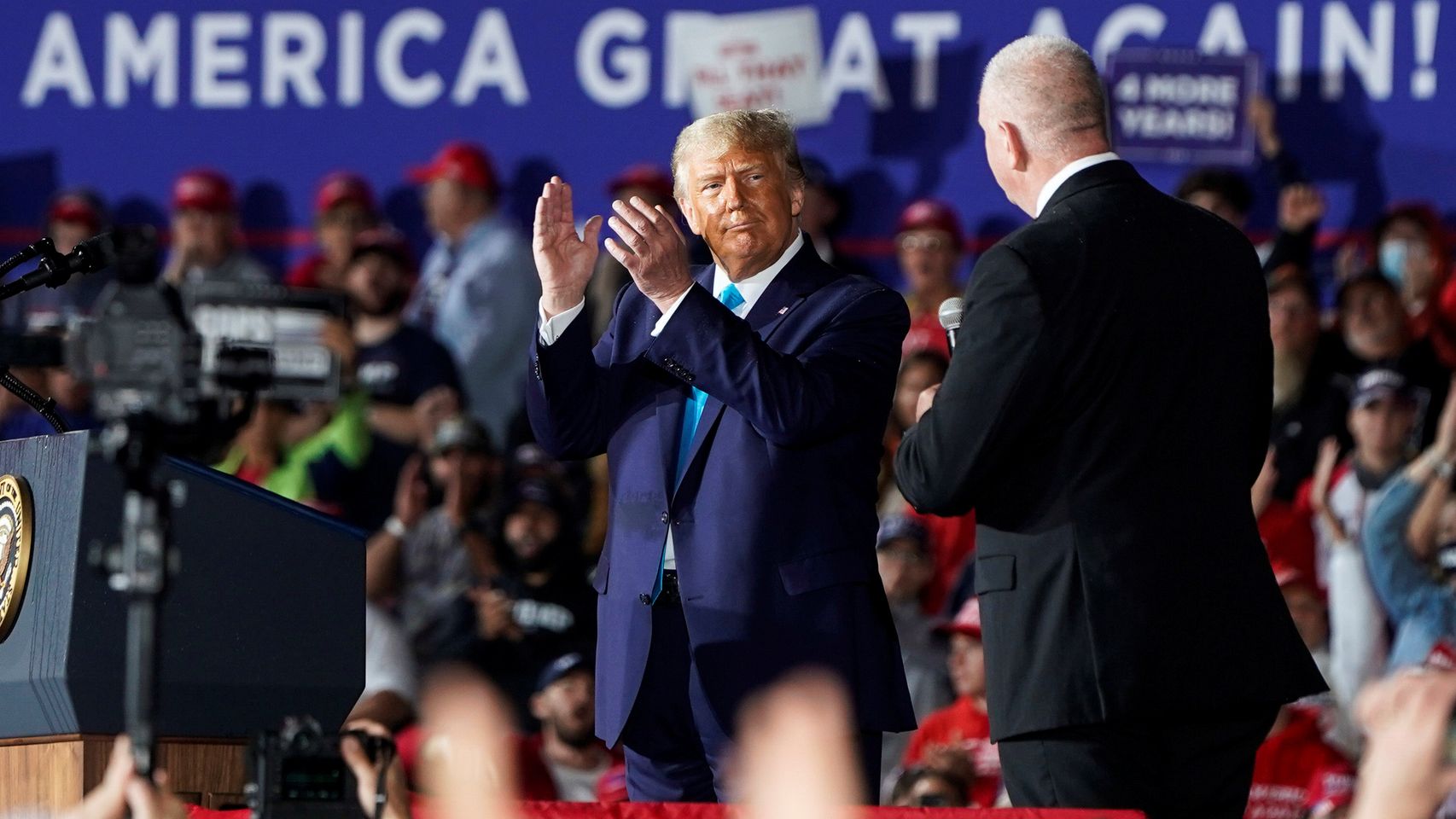 Donald Trump, durante un acto de campaña en el Aeropuerto Internacional de Harrisburg en Middletown, Pensilvania.
